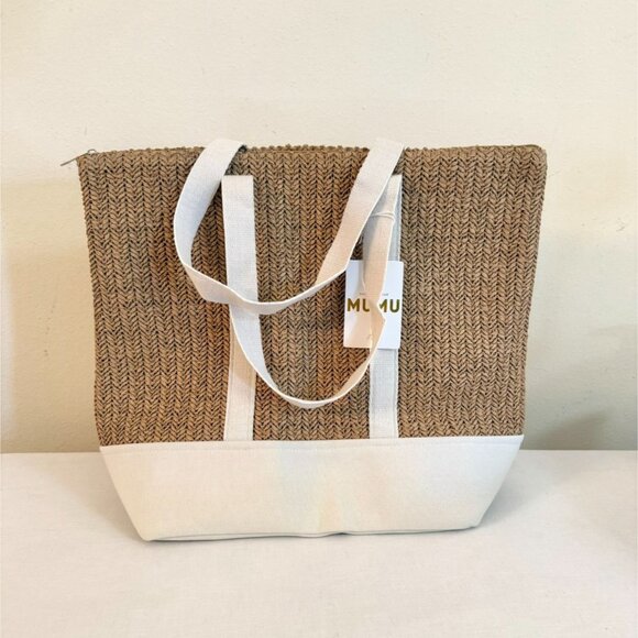 Show Me Your Mumu Sunseeker Large Straw Tote Bag NWT FabFitFun Collab Beach Bag - Picture 11 of 11